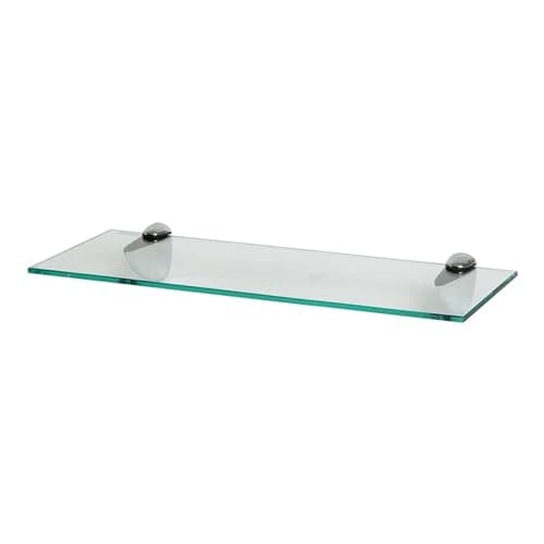 Image of Harbour Housewares Floating Glass Wall Shelf - 50cm - Pack of 1 - Shelving Storage Vanity Display Shelf Unit with Silver Brackets for Bathroom, Shower, Kitchen, Living Room
