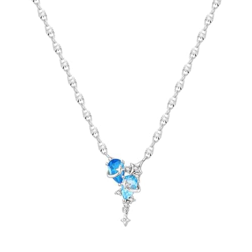 Image of CYMYSS Necklace for Women 925 Sterling Silver Pendant Necklace with Adjustable Chain 40+5CM Layered Double Necklace Clavicle Birthday Gifts for Women (Embrace the Milky Way)