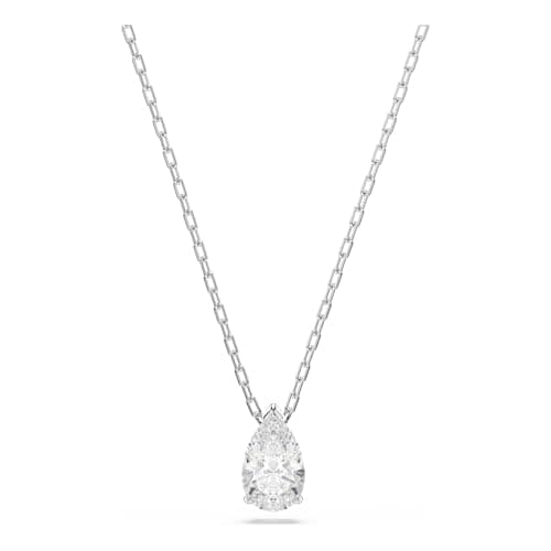 Image of Swarovski Attract Adjustable Necklace, Precision Cut White Crystal, Rhodium Plated with Crystal Emblazened Logo Appendage from the Attract Collection for Women