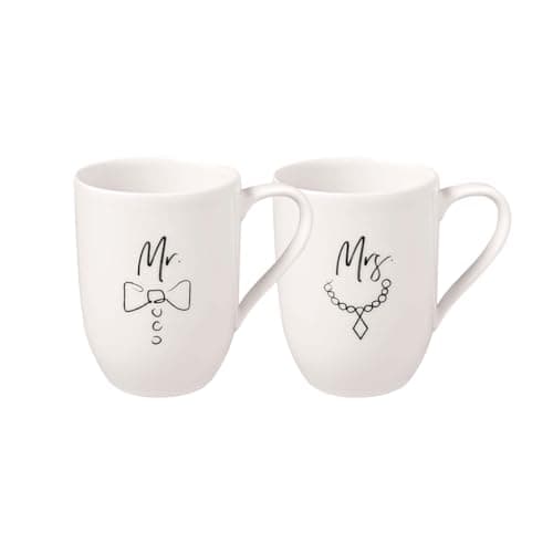 Image of Villeroy & Boch – Statement Mug Set Mr and Mrs 2 pcs, 280ml, Premium Porcelain, White