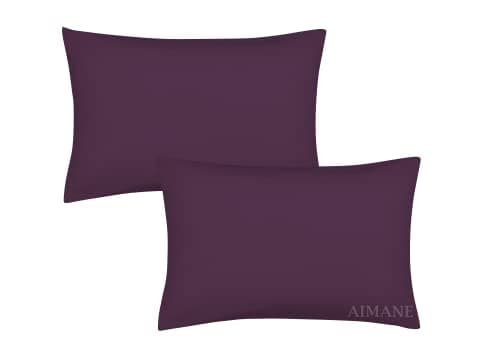 Image of AIMANE® Percale Pair of Housewife Pillowcases 50 x 75 CM Polycotton Easy Care Plain Dyed Pillowcases Envelope Closure (Plum, Housewife Pillowcases)