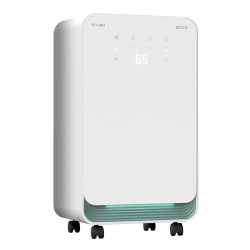 Image of EcoAir DC12 MK3 Dehumidifier | 12L/Day | Bedroom, Living Room Dehumidifier | 24H Timer | Continuous Drainage | Digital Hygrometer Display | Laundry Drying | 2L Water Tank