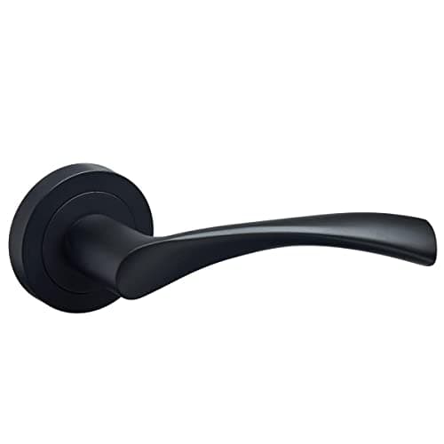Image of Designer Levers - Marvel Lever on Rose Door Handle - Contemporary Design- Matt Black - 1 Pair - Fixings Included - Interior Use