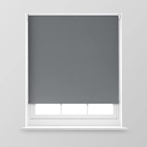 Image of A.Unique Home Premium Trimmable Thermal Blackout Roller Window Blind in a Variety of Colours and Sizes Ideal for any Room - 3FT - CHARCOAL - 90cm (W) x 170cm (L) | 35.4" (W) x 66.9" (L)