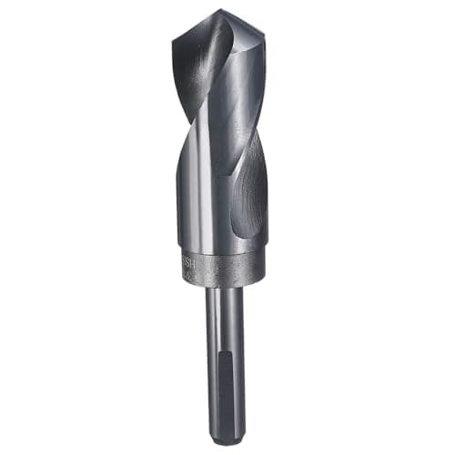 Image of sourcing map 30.2mm (1-3/16") Drill Bit 1/2" Reduced Shank 3-Flat 4241 High Speed Steel Nitriding Black 118° for Soft Materials Wood Plastic Iron Copper Aluminum