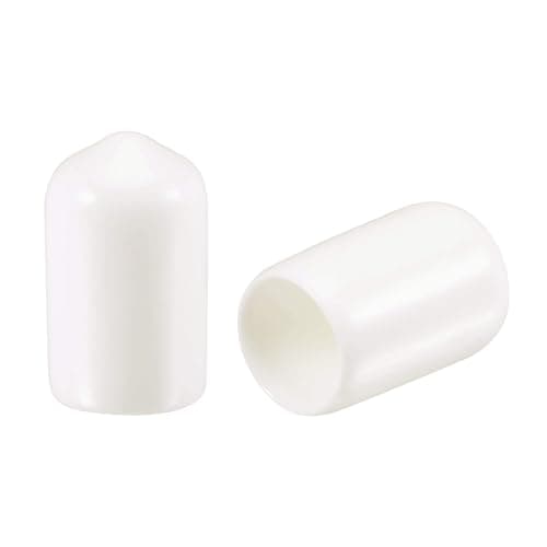 Image of TOP-VIGOR 200Pcs Rubber End Cap 10mm ID, White Flexible Round Vinyl Screw End Caps and Thread Protectors for Bolts Screws Tubes Cables Wires, Soft Rubber Covers for Indoor Outdoor Use