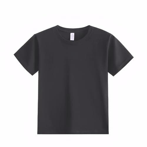 Image of Kids Semi-Heavyweight (210GSM) Crew Neck T-Shirt Short Sleeve Top Boys Girls Cotton Plain Casual Tees Gray