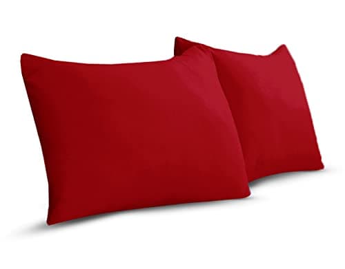 Image of A ATH COLLECTION 100% Egyptian Cotton Pair OF Pillowcases 200 Thread Count Soft Pillow Cases 2 Pack (Red)