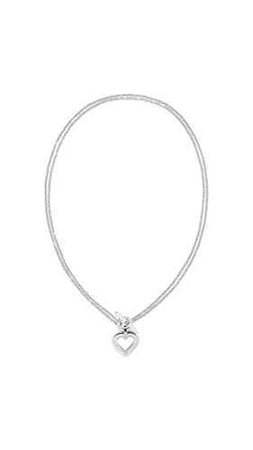 Image of Tommy Hilfiger Jewelry Women's Doble Chain Necklace in Stainless Steel with a Heart Pendant - 2780967