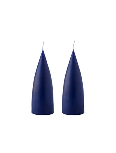 Image of Kunstindustrien® Cone Shaped Candles, Made in Denmark, 43 colours available, Dripless & Smokeless Pillar Candles, Candles long burning 15 hours, Unscented Candle gift set, 2pcs 6.5x16cm (Antique Blue)