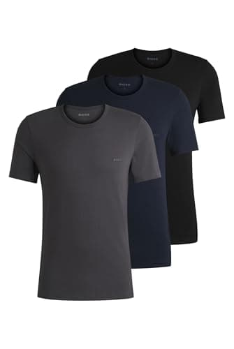 Image of BOSS Mens Tshirt RN 3P Classic Three-Pack of Cotton Underwear T-Shirts with Logos