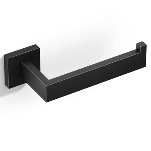 Image of HITSLAM Matte Black Toilet Roll Holder Wall Mounted SUS 304 Stainless Steel Toilet Paper Holder for Bathroom Rustproof Waterproof Rotateproof Toilet Tissue Holder Square