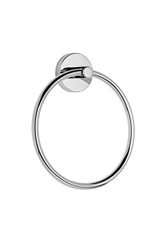 Image of Croydex QM741541 Flexi-Fix Romsey Towel Ring with Zinc Alloy Construction, Chrome, 4.3x18.5x16.5 cm, Silver