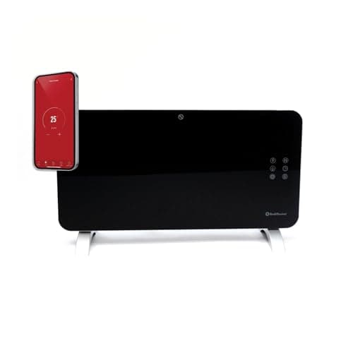 Image of Rediffusion Panel Heater 1500W, Smart Glass, Works with Alexa & Google Assistant, Smart App Control, Wall Mount or Free Standing, Fast Heating, Overheat Protection, Black - RED1500GB