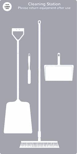 Image of Floor Cleaning Station Shadow Board (Grey- with products)