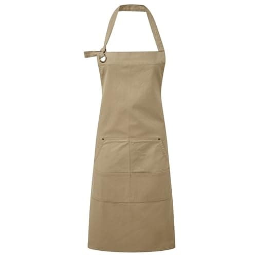 Image of Premier Unisex Adult Cotton Canvas Pocket Apron (One Size) (Natural)