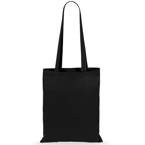 Image of eBuyGB 1206003 Shopping Tote Shoulder Bag, 100% Cotton, Black, M