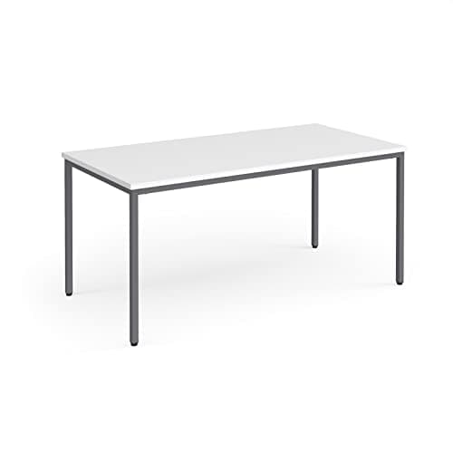 Image of Flexi 25 rectangular table with graphite frame 800mm deep, 1600, White