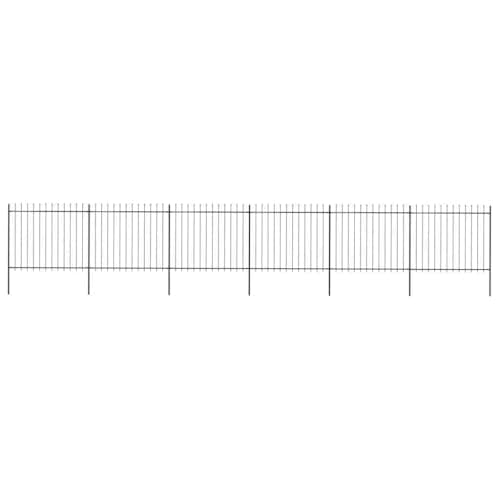 Image of vidaXL Garden Fence Spear 10.2x1.5m Outdoor Panel Barrier Border Decorative Landscape Privacy Edges Black Steel Rust-Resistant Metal