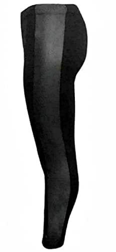 Image of FAIRY BOUTIQUE Womens Printed Side Stripe Leggings Womens Plain Stretchy Leggings Ladies Full Length Printed Skinny Legging Pants (Black Wet Look UK 20-22)