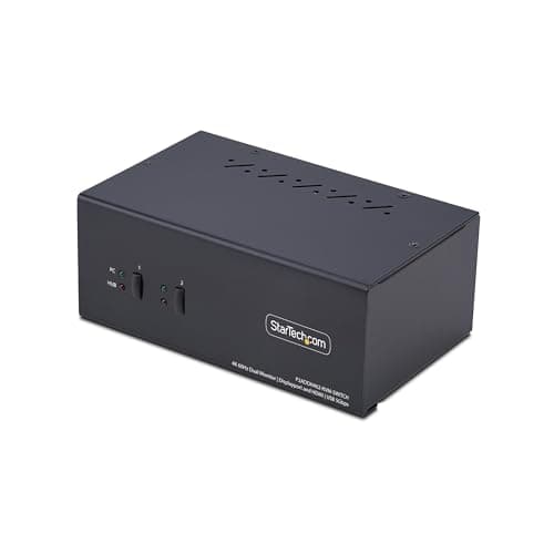 Image of StarTech.com 2-Port Dual-Monitor DisplayPort and HDMI KVM Switch, 4K 60Hz, 2-Port USB 5Gbps Hub, 2x USB HID Ports, TAA Compliant
