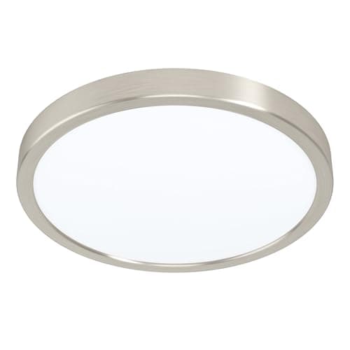 Image of EGLO Fueva 5 LED Ceiling Light, Diameter 28.5 cm, 1 Bulb Surface-Mounted Light, Modern Steel and Plastic Surface, Ceiling Light in Nickel Matt, White, LED Surface-Mounted Lamp, Neutral White