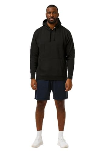 Image of VR2 Denim Charles Nortan Mens Plus Size Hoodie, Big & Tall Plain Sweatshirt with Hood and Drawstring, Comfortable Pullover, Black Colour, UK Size - 5XL