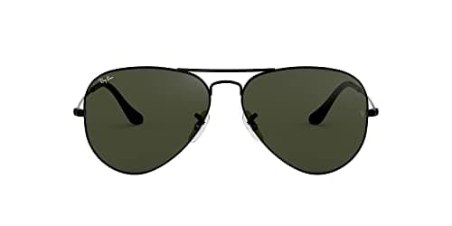 Image of Ray-Ban mens Aviator Sunglasses, Black (Frame: Black L2823, Lenses: Gray Green), 58 mm UK