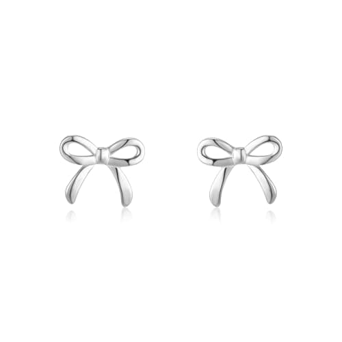 Image of LAXPICOL 925 Sterling Silver Bow Earrings For Women, Silver Bow Stubs Earrings For Women/Teen Girl,Silver Bowknot Stubs Earrings Gifts For Women/Teen Girls.