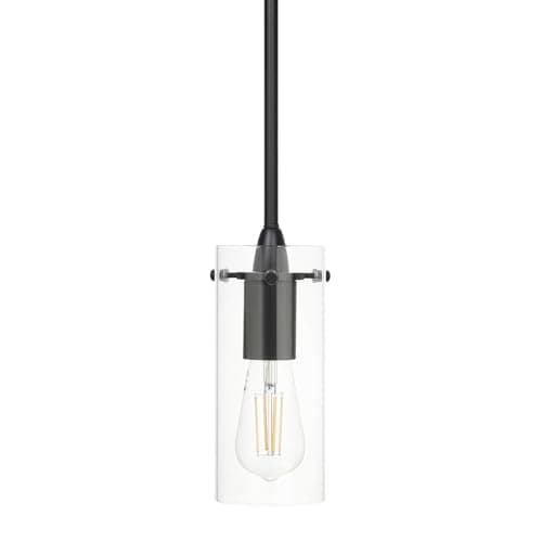 Image of XiNBEi Black Pendant Lighting with Clear Glass Shade Modern Ceiling Light, Hanging Fitting Fixture for Dining Room Kitchen Island Hallway NL-P1301-MB