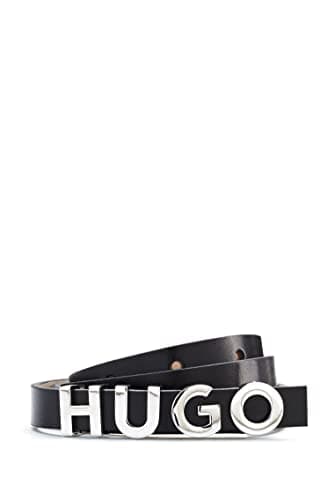 Image of HUGO Womens Zula Belt 1,5cm Italian-leather belt with logo buckle