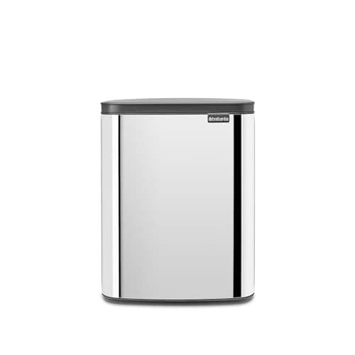 Image of Brabantia - Bo Waste Bin 12L - Stylish & Handy Rubbish Bin - Easy Open & Soft Closing Lid - Hygienic & Space Efficient - Transport Grip - for Bathroom, Home Office & Bedroom - Brilliant Steel