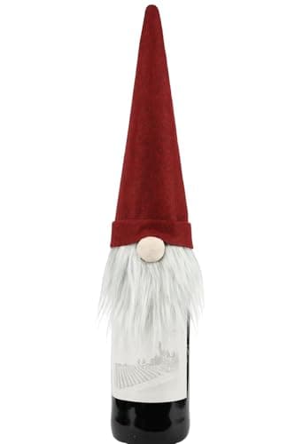 Image of Reis of London Cute Red Bearded Santa Christmas Gonk Gnome Wine & Gin Bottle Cover | Festive Xmas Table Decoration, Secret Santa Gift Bag, Reusable Bottle Topper