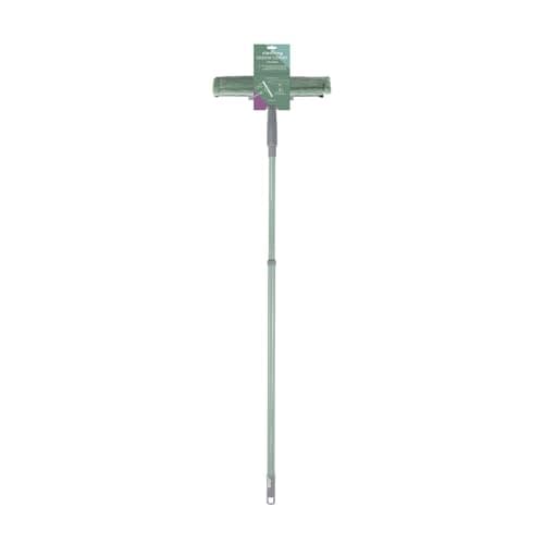 Image of JVL Extendable Microfibre Window Cleaner with Telescopic Handle, Streak-Free Glass Cleaning Tool - Green