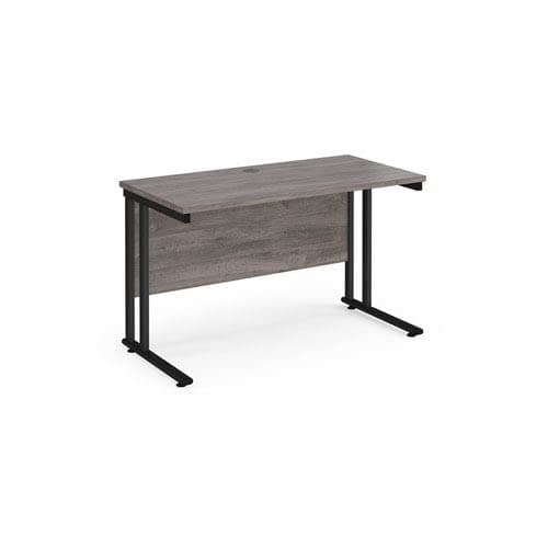 Image of Office Monster Cooper straight desk 1200mm x 600mm - black cantilever leg frame, grey oak top