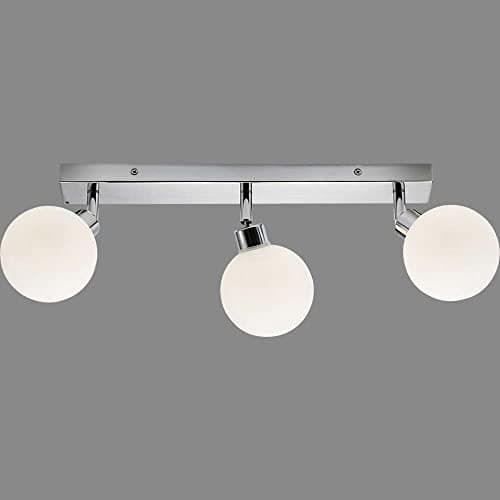 Image of Manningham Lighting Modern Bathroom Wall Ceiling Spotlight IP44 Rated LED G9 Light Fitting with Glass Diffuser (3 Spot - Bar - Polished Chrome, No Bulb)