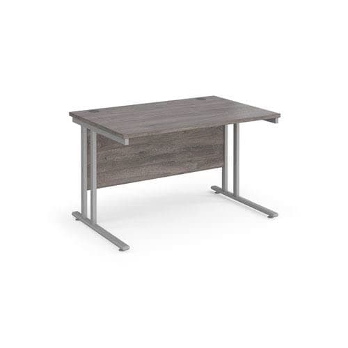 Image of Office Monster Cooper straight desk 1200mm x 800mm - silver cantilever leg frame, grey oak top