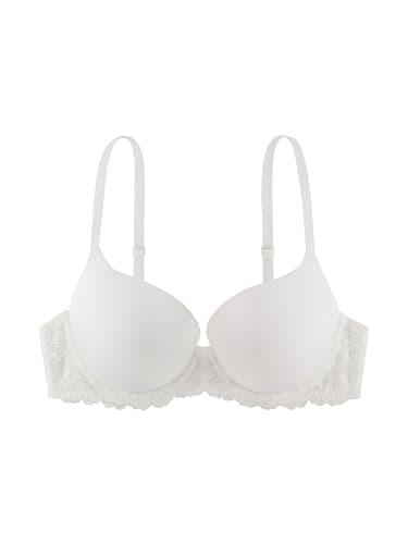 Image of DORINA Women's Claire Super Push-Up Demi Bra - Underwired with Soft Micro Fabric and Sensual Lace Details, Adjustable Straps, Ivory