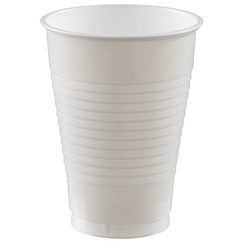 Image of Amscan White Plastic Cups Value Pack 355ml-50 Pcs, 12oz