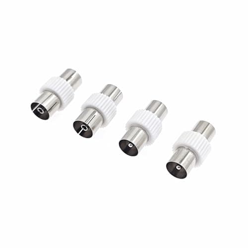 Image of JZK 4x Male and female TV aerial connectors converters, female to female coaxial cable adapter, male to male RF coax PAL coupler plug