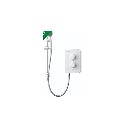 Image of Gainsborough Slim Mono 9.5kW Electric Shower White Single 1 Spray Mode Head Adjustable Handset With Hose Rub Clean Nozzles Bathroom IPX4