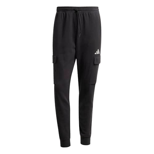 Image of adidas Men's Essentials FEELCOZY French Terry Pant Cuffed, Black/White, L