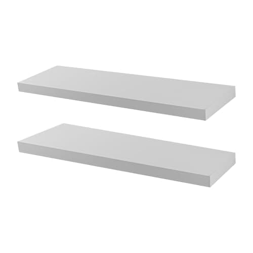 Image of Harbour Housewares Modern Floating Wall Shelves - 80cm - White - Pack of 2 - Photo Gallery Bookshelf Wall Shelf for Living Room Display, Bedroom, Office Storage