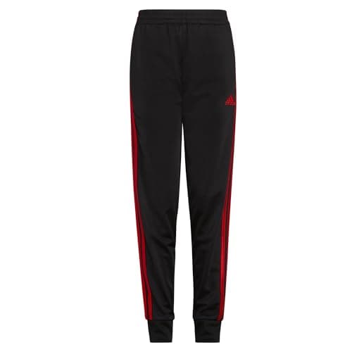 Image of adidas Boys' Iconic Tricot Jogger Track Pants, Black Red Core, M