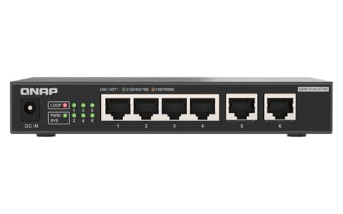 Image of QNAP 4-Port 2.5Gbps & 2-Port 10BASE-T Unmanaged Switch (QSW-2104-2T-R2-US)