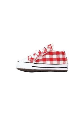 Image of CONVERSE Chuck Taylor All Star Cribster Checkered Red Baby Crib Shoes 17, White, 2 UK