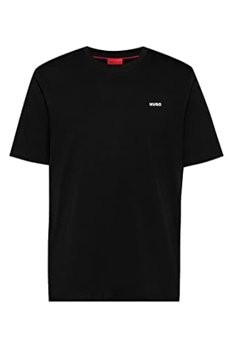 Image of HUGO Mens Dero222 Logo-Print T-Shirt in Cotton Jersey Black