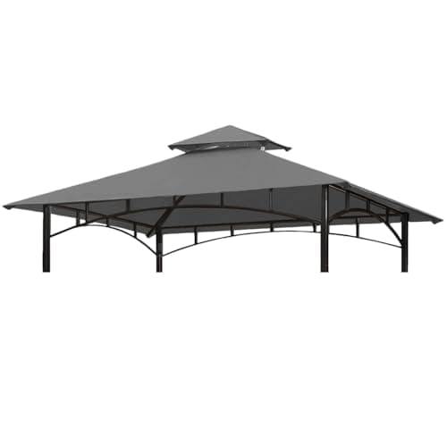 Image of Ontheway 5FT x 8FT Double Tiered Replacement Canopy Grill BBQ Gazebo Roof Top Gazebo Replacement Canopy Roof (Grey)