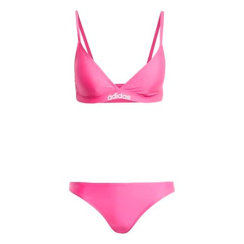 Image of adidas Women's Padded 2-Way Straps Triangle Bikini Set, Shock Pink/White, 46