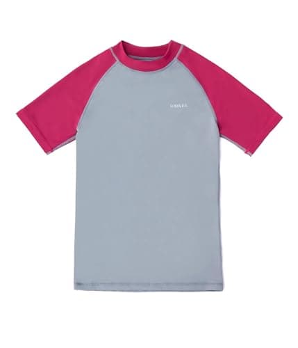 Image of HMILES Womens UPF Short-Sleeve Rashguards - Female Rash Vest Quickdrying Surfing Shirt UV Rash Guard Breathable T-Shirt Raglan Sleeve Swim Tee Beach Base Layer Wet Water Sport Top Grey 14